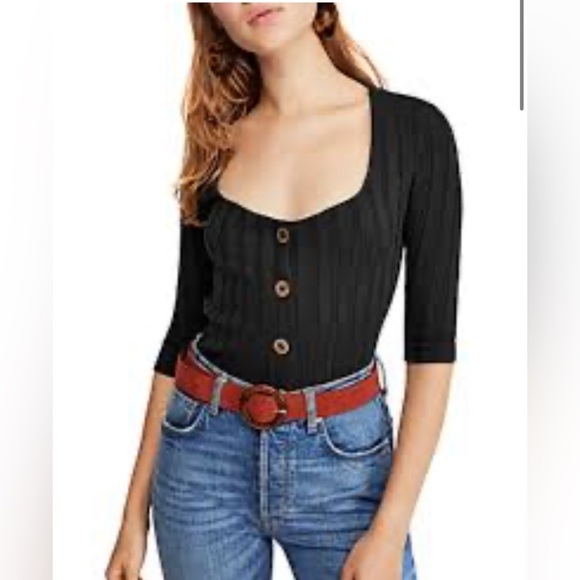 Free People Tops - Free People Central Park Ribbed Top in Black Medium New without tags